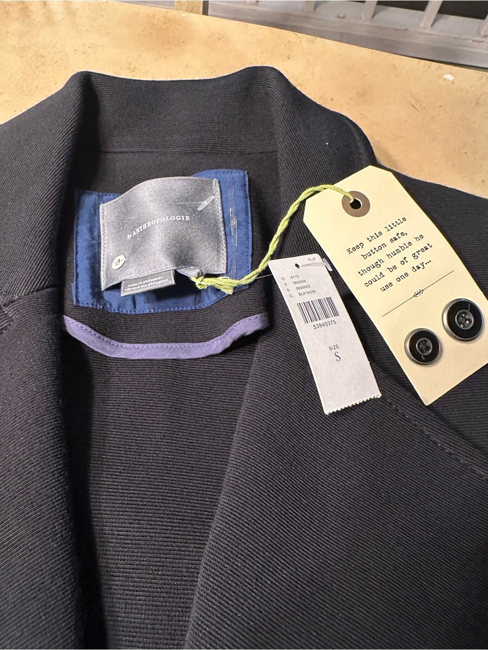 Anthropologie Navy Blazer with Purple Trim inside